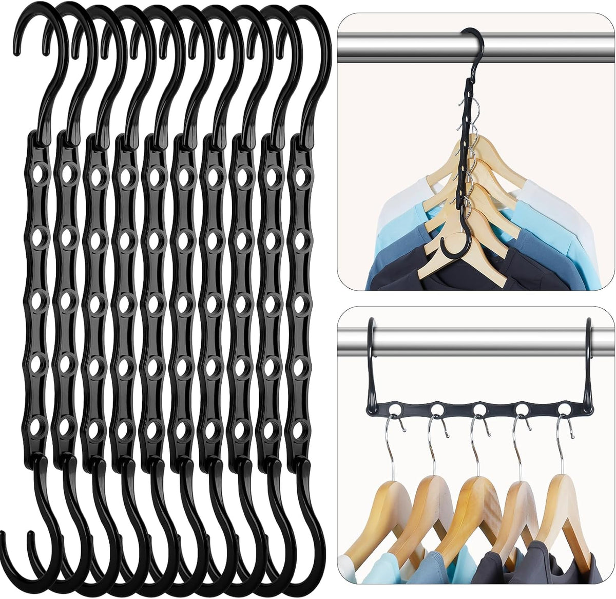 HOUSE DAY Closet Organizers and Storage 12 Pack, College Dorm Room Essentials, Multifunctional Organizer Magic Space Saving Hangers with 5 Holes, Storage Organization for Wardrobe Closet