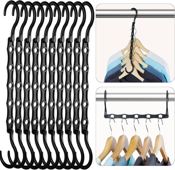 HOUSE DAY Closet Organizers and Storage 12 Pack, College Dorm Room Essentials, Multifunctional Organizer Magic Space Saving Hangers with 5 Holes, Storage Organization for Wardrobe Closet