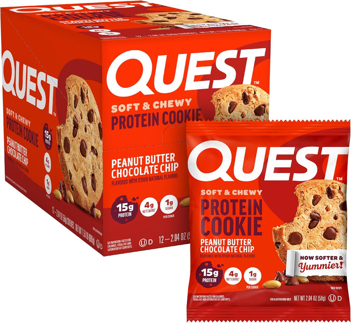 Quest Nutrition Chocolate Chip Protein Cookie, 15g Protein, 1g Sugar, 2g Net Carbs, Keto Friendly, High Protein, Low Carb; 12 Count