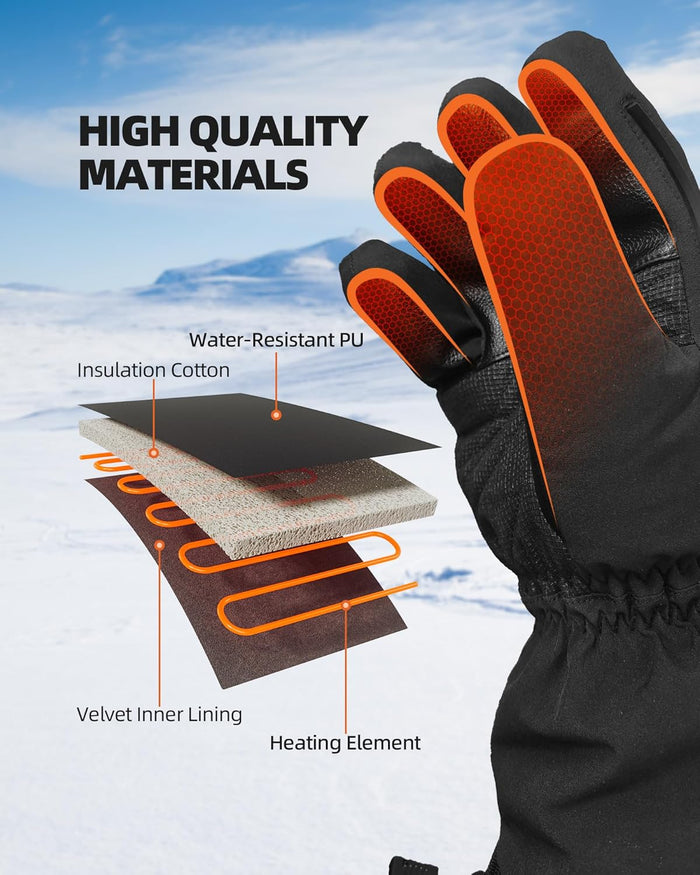 Heated Gloves for Men Women, 7.4V Electric Battery Rechargeable Heated Ski Gloves, Waterproof Touchscreen Heating Gloves for Winter Outdoor Hunting Motorcycle Cycling