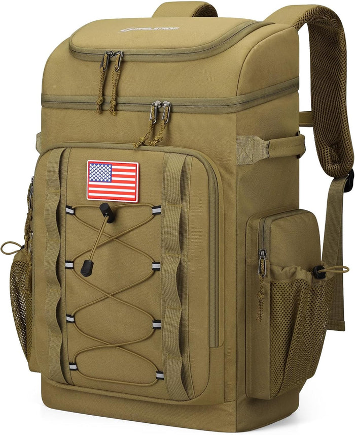 Maelstrom Backpack Cooler,Soft Lightweight Leakproof Tactical Cooler Backpack,35 Can Insulated Cooler Bag,Keeps 35 Cans Hot/Cold for Up to 16 Hours,Waterproof Lunch Bag for Men Women-Khaki