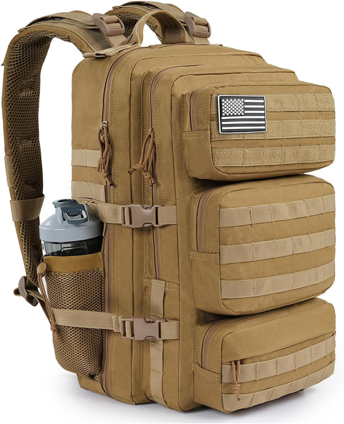 Military Tactical Backpack 50L Large Day Backpack for Men Molle Army 3 Days Assault Pack Bug Out Bag Water Resistant and Heavy Duty Hiking Treeking Rucksack - Black Camo