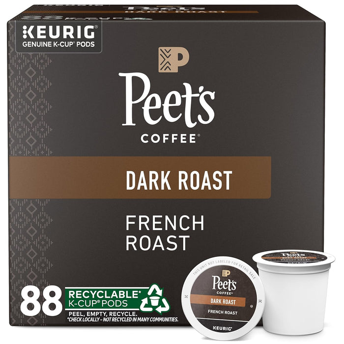 Peet's Coffee, Dark Roast Keurig K-Cup Pods - French Roast 54 Count (1 Box of 54 K-Cup Pods)