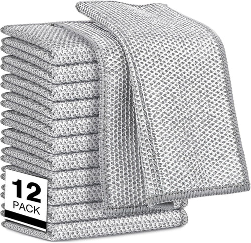 AIDEA Non Scratch Wire Dishcloth 24PK, Wire Dishwashing Rag for Wet and Dry, Washable Dish Rags No Odor, Cleaning Pads Steel Scrubber for Cookware, Sinks, Dishes, Stove Tops, 7"×8"