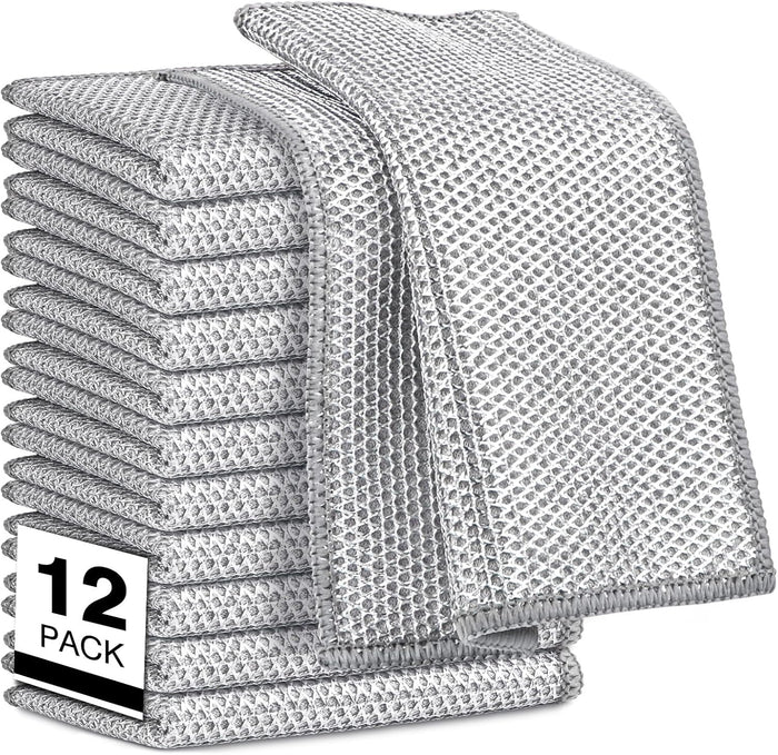 AIDEA Non Scratch Wire Dishcloth 24PK, Wire Dishwashing Rag for Wet and Dry, Washable Dish Rags No Odor, Cleaning Pads Steel Scrubber for Cookware, Sinks, Dishes, Stove Tops, 7"×8"