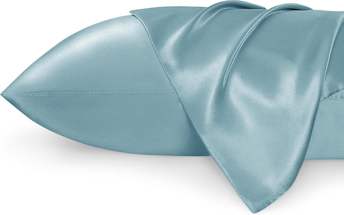 Bedsure Satin Pillowcase, Similar to Silk Pillow Cases Queen Size Set of 2, Cooling Pillow Case for Hot Sleepers with Envelope Closure, Gifts for Women Men, Silver Grey, 20x30 Inches, 2pcs