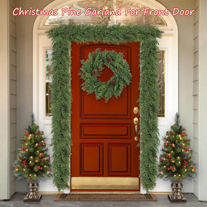 Artgar 6 Ft Christmas Garland - Cedar Garland - Cypress Garlands - Real Touch Pine Garlands - Garland Christmas Decorations for Home Dining Table Mantel Porch Winter Christmas Decor