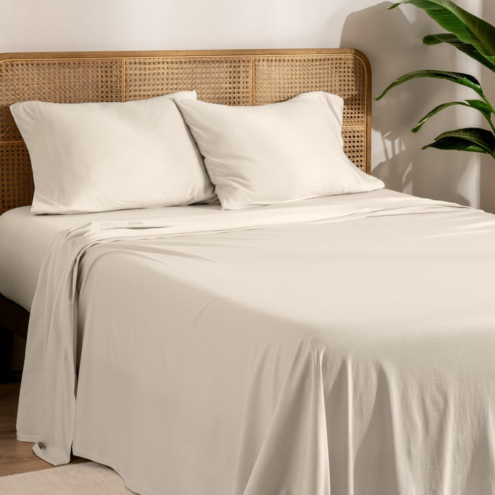 Bare Home 100% Organic Cotton Jersey Sheet Set, Ultra Soft, 100% Cotton - Sheet Set & Pillowcase - Deep Pocket Bed Sheets (Twin XL, Grey)