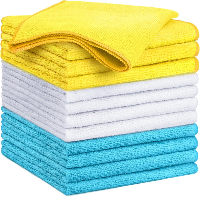 GLIMGLINT Black Microfiber Cleaning Cloth, 150 Pack Microfiber Towels for Cars, Lint Free, Scratch-Free, Highly Absorbent, Reusable Cleaning Rags for Car, Household, Shop Towels 14"X12"