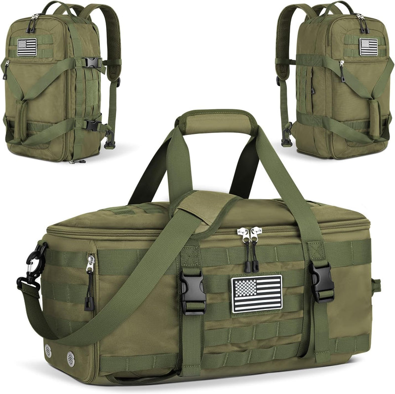 ETRONIK Gym Bags for Men Women, Tactical Duffle Bag Backpack with Shoe Compartment, 3 in 1 Carry on Travel Backpack with Wet Pocket, Weekender Overnight Range Bag for Workout Football Gym, Black