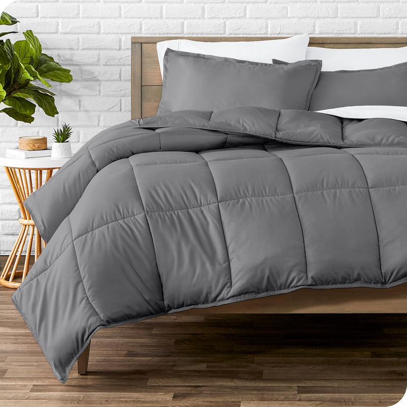 Bare Home Comforter Set - Queen Size - Ultra-Soft - Goose Down Alternative - Premium 1800 Series - All Season Warmth (Queen, Dark Blue)