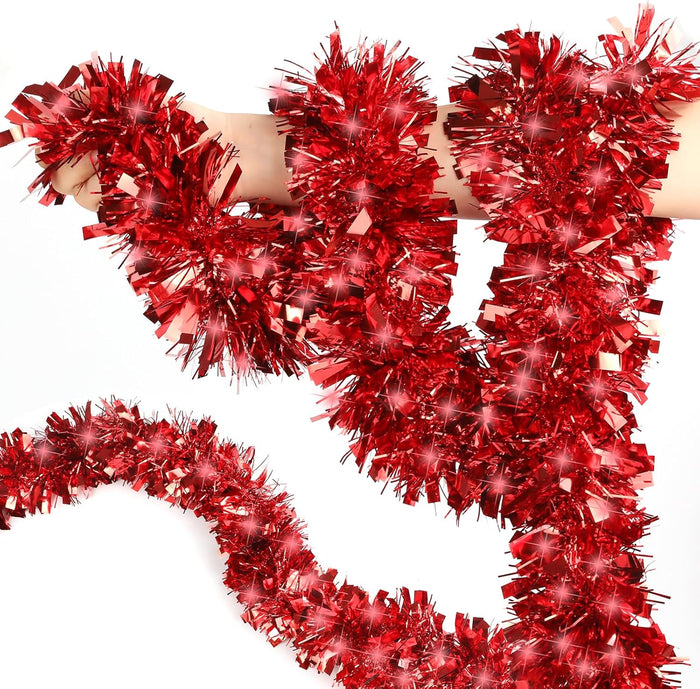 VESPRO 59 Feet Metallic Christmas Tree Garland Glitter Tinsel Twist Hanging for Indoor Outdoor Party Decorations (Red Green Gold)