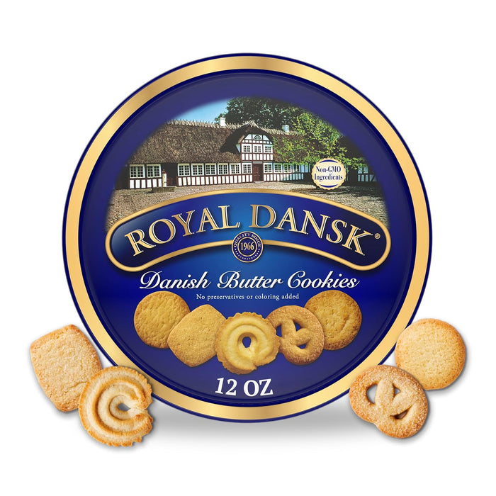 Royal Dansk Danish Butter Cookies, Premium Assorted Cookies in a Gift Tin, Great for Sharing and Gifting, 24 oz