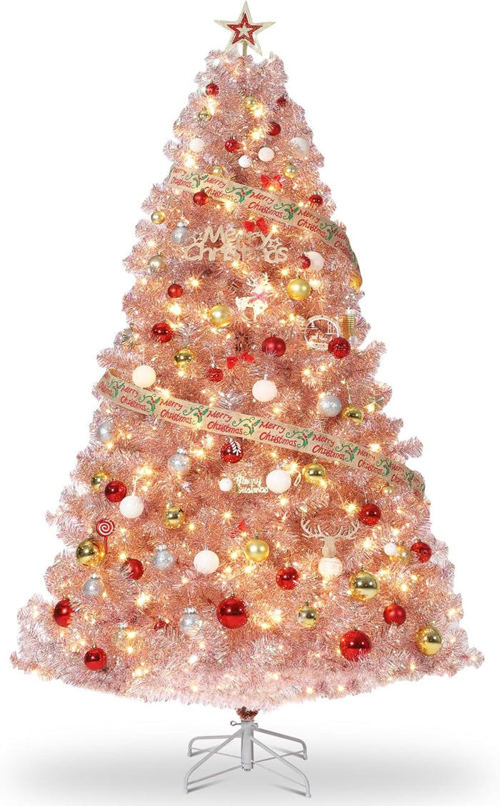 GarveeHome 6Ft Prelit Black Christmas Tree with Lights Halloween Tree Slim Artificial Halloween Christmas Tree Artificial Pencil Tree Automatic Branches for Home, Office, Party Decoration