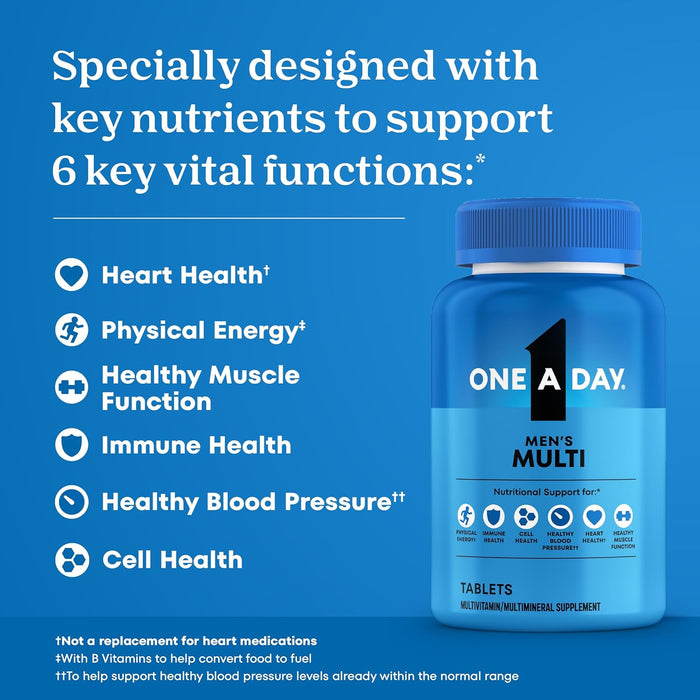 One A Day Multivitamin for Men - Daily Mens Multivitamins with Vitamin D, Zinc, Folic Acid, and B Vitamins, Physical Energy Support, 200 Ct (Packaging May Vary)