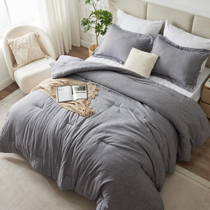 CozyLux Full Size Comforter Set - 3 Pieces Blue Soft Luxury Cationic Dyeing Bedding Comforter for All Season, Breathable Lightweight Fluffy Bed Set with 1 Comforter and 2 Pillow Shams