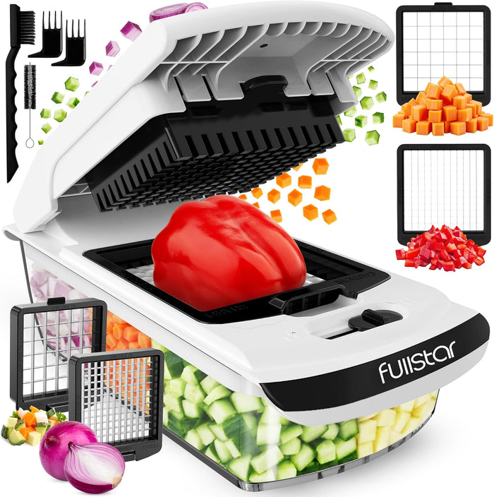 Fullstar The Original Pro Chopper - Vegetable Chopper and Spiralizer, Food Chopper with Container, Fruit Slicer, Kitchen Gadgets & Accessories, Home Essentials (4 in 1, White)
