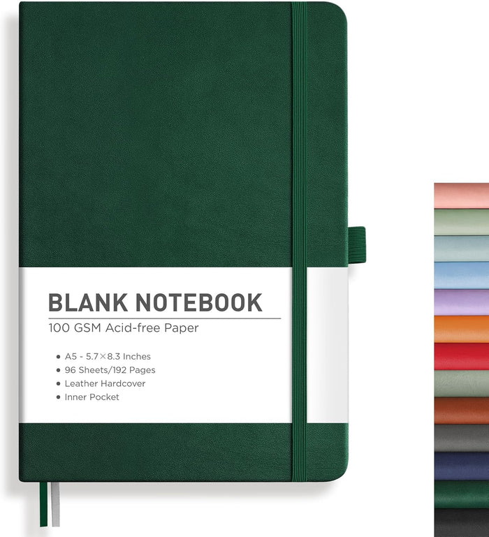 RETTACY Lined Journal Notebook, 192 Numbered Pages, A5 Medium Size (5.7'' x 8.3''), for Men & Women, Journaling, Writing, Work & Office, Leather Hardcover, 100 GSM Thick Paper (Brown)