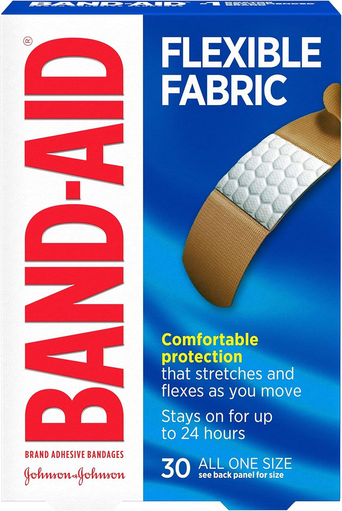 Band-Aid Brand Flexible Fabric Sterile Adhesive Bandages, Comfortable Cushioned Wound Care & Protection for Minor Cuts, Scrapes & Burns, First Aid, Hurt-Free Comfort Pad, One Size 1x3 In, 100 Count