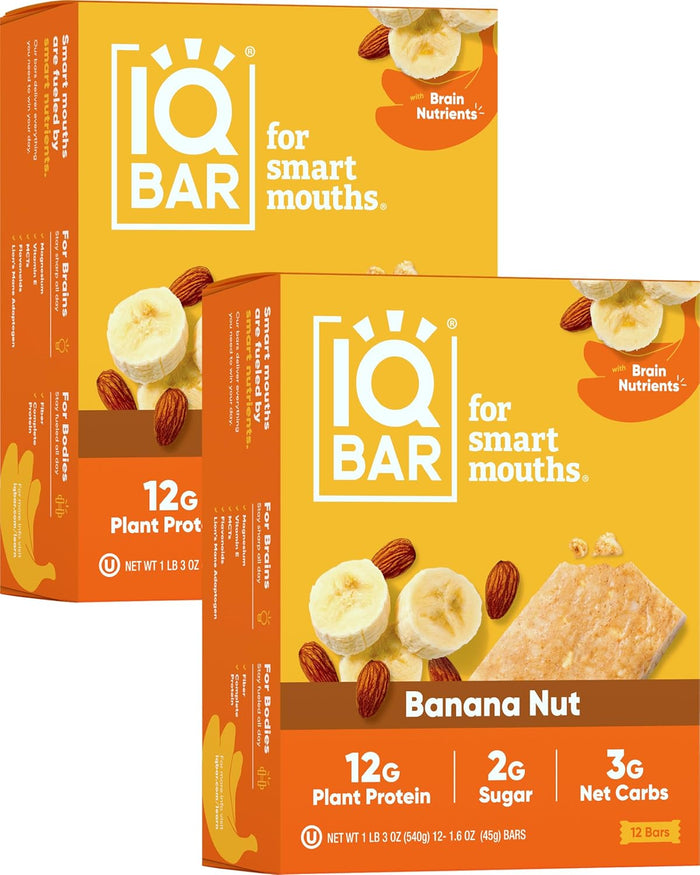 IQBAR Brain and Body Plant Protein Bars - Chocolate Sea Salt - 12-Count - Keto, Vegan, Low Carb, High Fiber, Gluten Free, Dairy Free, Low Sugar Snack with Nutrients for Focus, Energy, Meal Replacement