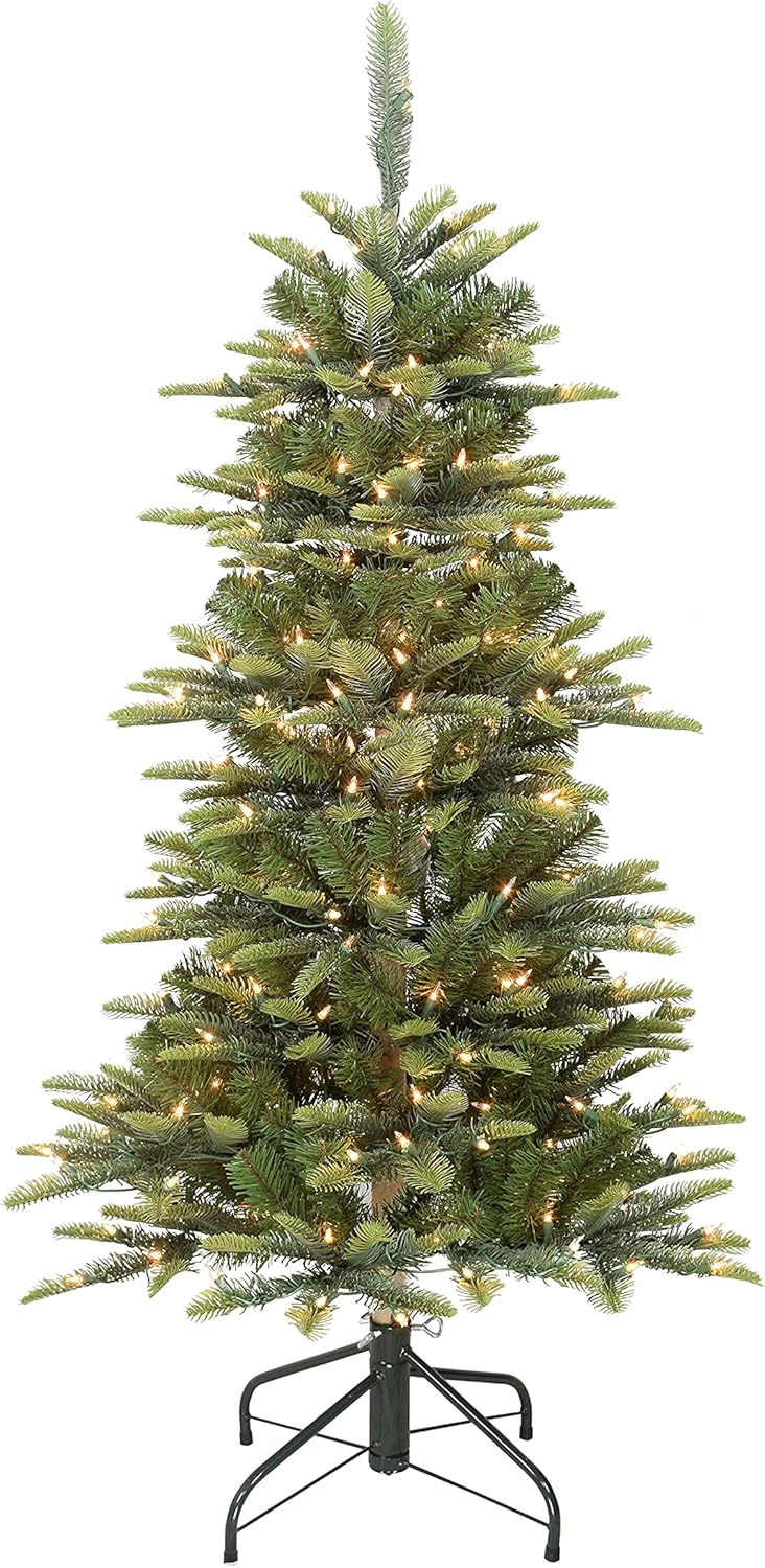 Puleo International 6.5 ft. Pre-Lit Slim Aspen Fir Artificial Christmas Tree with 350 UL-Listed Clear Lights