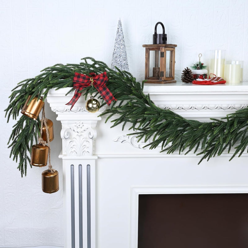 6FT Realistic Christmas Garland Pine Garland Real Touch Green Artificial Greenery Garland Artificial Pine Garlands,for Table Mantle Wall Indoor Outdoor Christmas All-Season Decorations