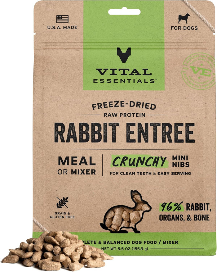 Vital Essentials Freeze-Dried Raw Duck Crunchy Mini Nibs | Complete Meal or Mixer Dog Food | 25 oz