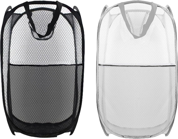 Collapsible Pop Up Laundry Hamper, Mesh Foldable Laundry Basket, Extra Large - 28" x 16" x 16" (Blue)