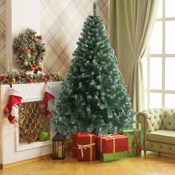 Karl home 7ft Red Artificial Christmas Tree, Classic Spruce Tree with Sturdy Metal Stand for Home, Office, Party Festival Holiday Decoration,1100 PVC Branch