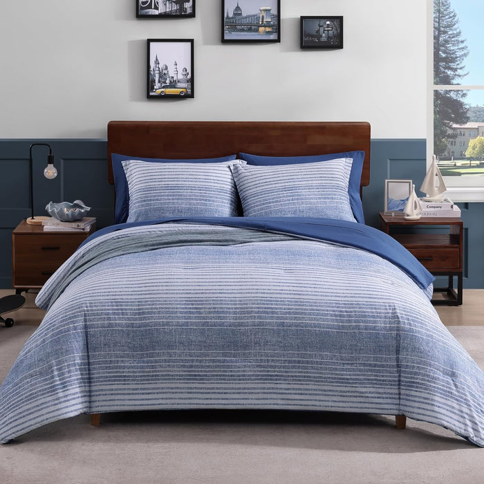 Full Size Comforter Sets, Khaki Green Plaid Bedding Set 7 Piece for Boys Girls Teen, Classic Homestead-Style Kids Comforter Set Bed in A Bag with Sheets, Pillowcases & Shams
