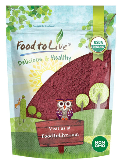 Food to Live Organic Beet Root Powder, 4 Pounds — Non-GMO, Raw, Kosher, 100% Pure, Vegan Superfood, Bulk, Rich in Iron and Fiber, Great for Juices, Drinks, and Smoothies