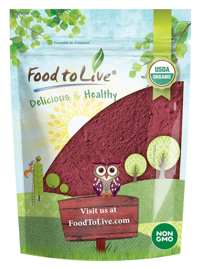 Food to Live Organic Beet Root Powder, 4 Pounds — Non-GMO, Raw, Kosher, 100% Pure, Vegan Superfood, Bulk, Rich in Iron and Fiber, Great for Juices, Drinks, and Smoothies