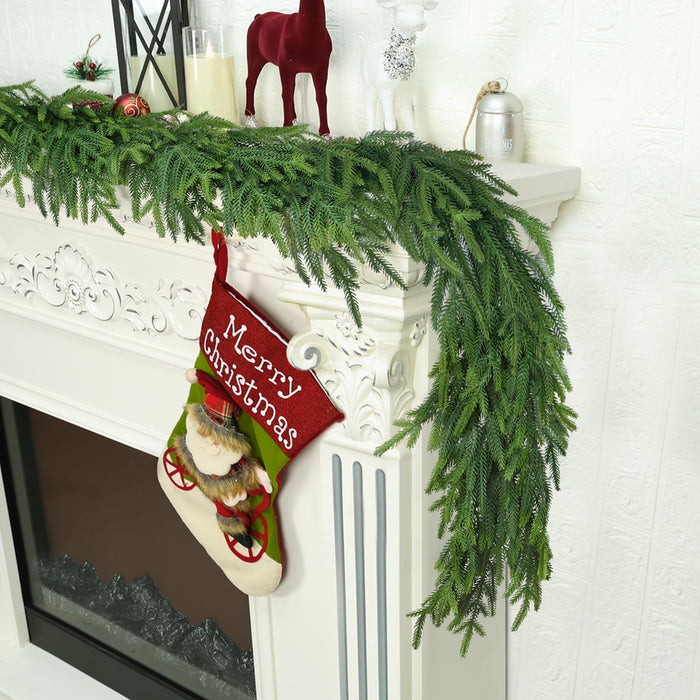 72 Inches Christmas Cedar Garland for Staircase Real Touch Droopy Bendable Lifelike Faux Xmas Garlands for Decoration Christmas Green Pine Mantle Garland Thanksgiving Table Decorations Outdoor Indoor