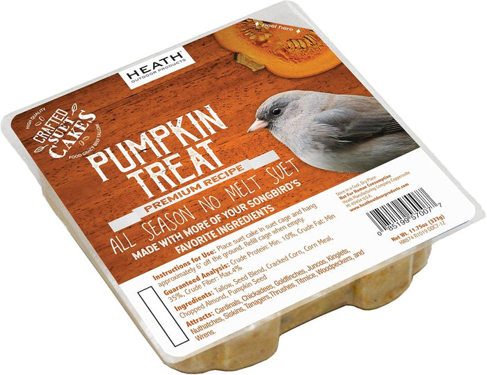 Heath Outdoor Products DDC7-12, Premium Crafted Suet Cakes, Pumpkin Treat, 11.75 Oz., 12 Pack, Natural