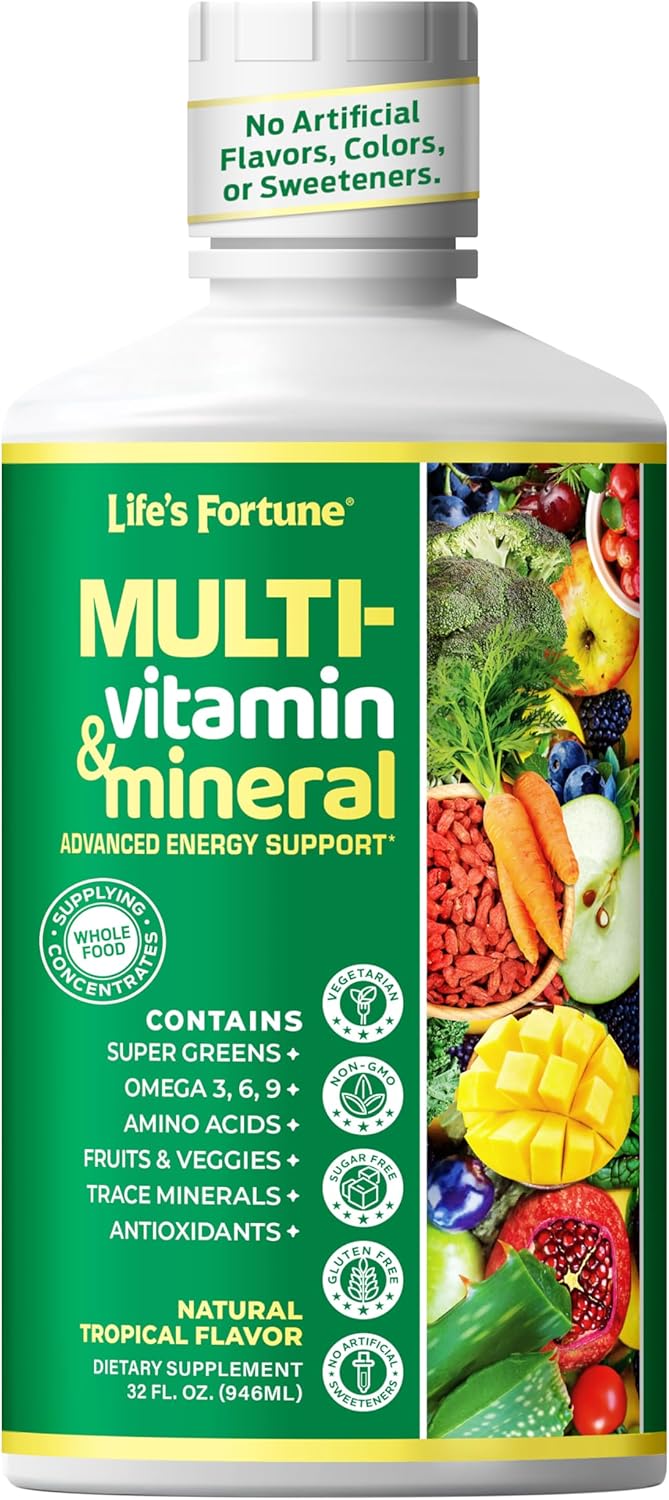 Life's Fortune Whole Food Multivitamin & Mineral, Advanced Energy Support Supplement, Daily Wellness for Men & Women, Amino Acids, 180 Vegetarian Tablets