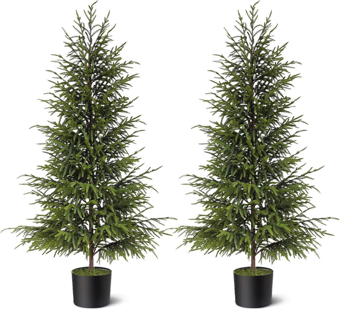 4ft Christmas Norfolk Pine Tree Artificial Christmas Tree Faux Potted Plants for Front Porch Christmas Indoor Outdoor Decor