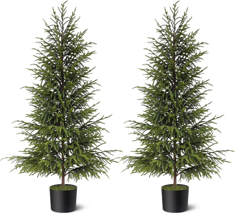 4ft Christmas Norfolk Pine Tree Artificial Christmas Tree Faux Potted Plants for Front Porch Christmas Indoor Outdoor Decor