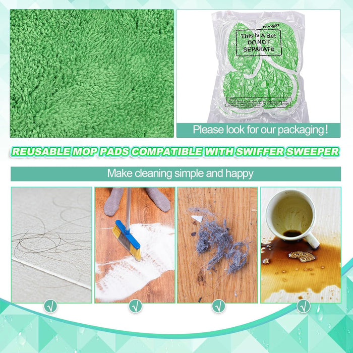 Nuogo 8 Pack Reusable Wet Mop Pads Refills Compatible with Swiffer Sweeper Mops Household Cleaning Washable Mop Pads for Wet & Dry Use (Mop is Not Included)