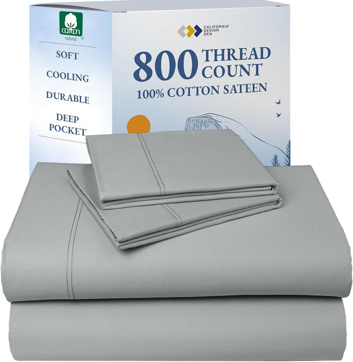California Design Den Split King Sheets Sets for Adjustable Bed -Buttery Soft 800 Thread Count 100% Cotton Set, Beats Fake Egyptian Claims, Sateen Bedding Set with Durable Twin XL Fitted Sheets (Blue)
