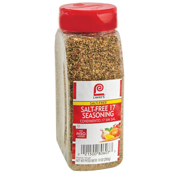 Lawry's Salt Free 17 Seasoning, 20 oz - One 20 Ounce Container of 17 Seasoning Spice Blend Including Toasted Sesame Seeds, Turmeric, Basil and Red Bell Pepper for Seafood Poultry and Beef