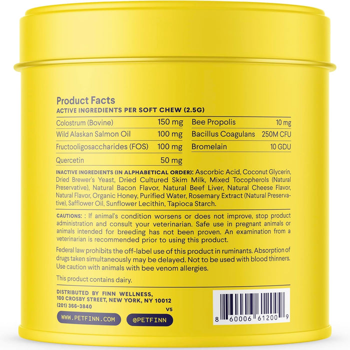 Finn Allergy & Itch for Dogs | Daily Support for Itchy Skin, Immune Health & Seasonal Allergies from Colostrum, Bee Propolis + Probiotics | 90 Soft Chews