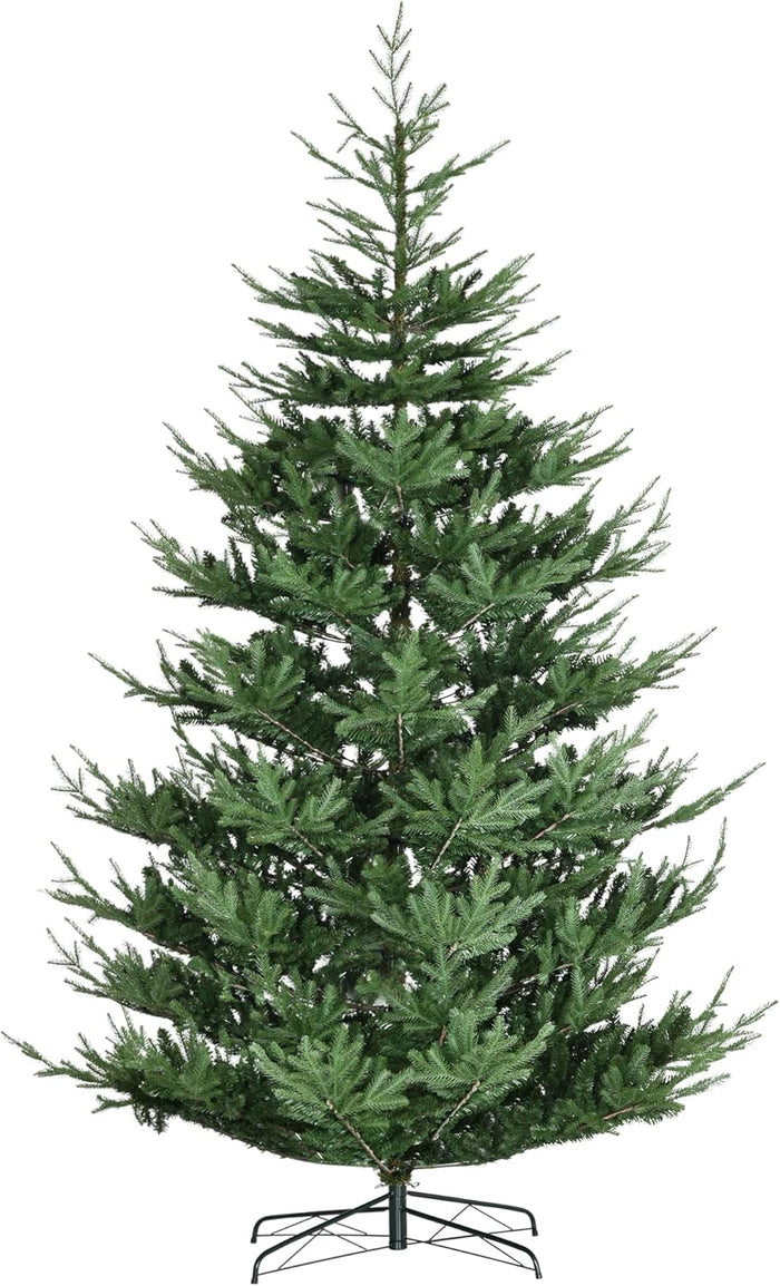 HOMCOM 7.5 Foot Artificial Christmas Tree, Pine Hinged Xmas Tree with 1218 Realistic Branches, Steel Base, Auto Open, Green