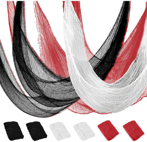 6 Pack Halloween Black Creepy Cloth - Halloween Decorations Clearance - 30X72 Inch Spooky Fabric Cloth for Haunted House - Creepy and Spooky Halloween Decorations for Party Outdoor Or Indoor