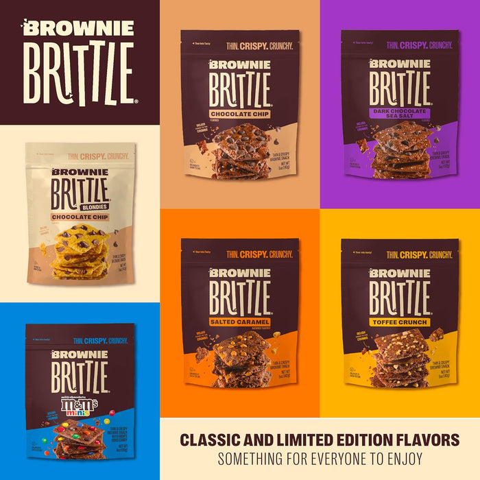 Brownie Brittle – Chocolate Chip & Salted Caramel Thin and Crispy Sweet Snacks (Pack of 20, 1 oz), Rich Gourmet Brownie Bites Dessert