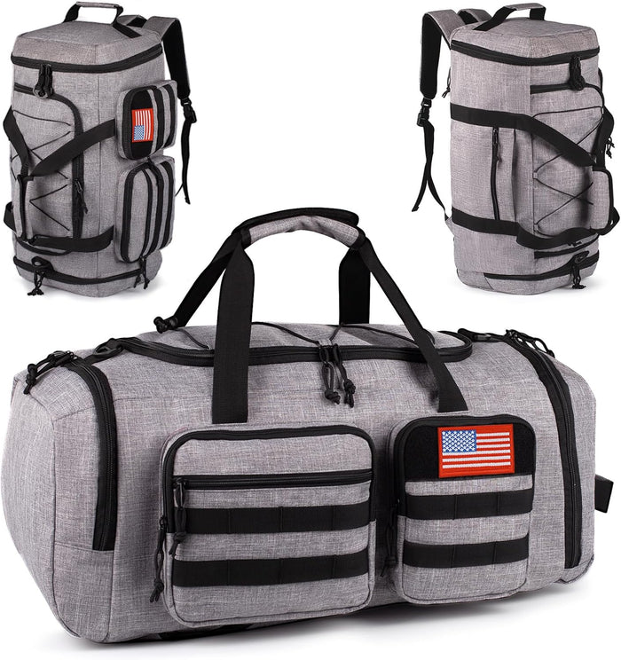 Tactical Gym Bag for Men，70L Large 3 in 1 Sports Duffle Bag with Shoes Compartment for Travel,Water Resistant Travel Backpack Weekender Overnight Bag with Wet Pocket for Women