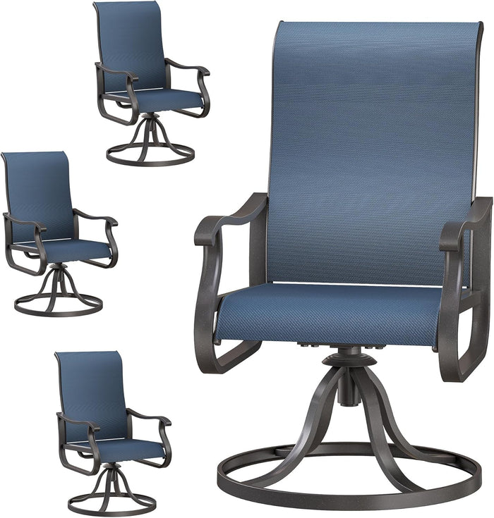 Patio Swivel Chairs Set of 2, Outdoor Dining Chairs with High Back, All-Weather Swivel Rocker Chair for Lawn, Porch or Garden (Brown)