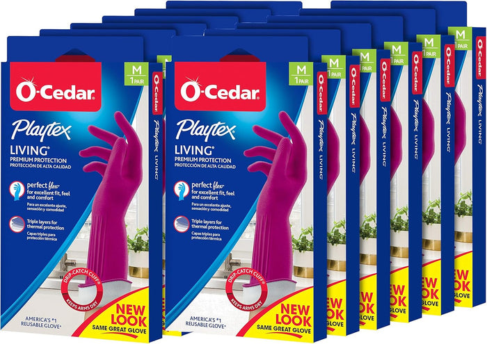 Playtex Living Reuseable Rubber Cleaning Gloves (Large, 72 Pairs), Premium Protection Reusable Household Gloves