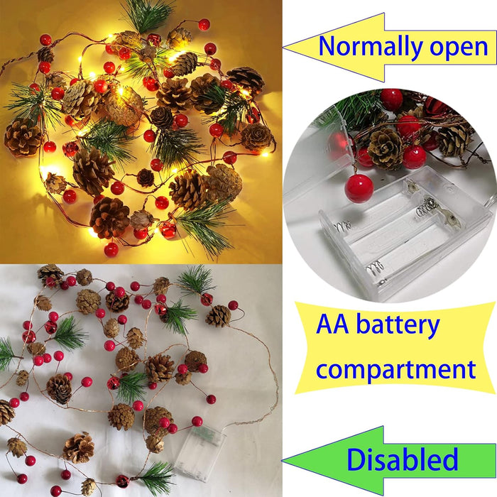 Christmas Garland with Lights,10 Ft 30 LED Christmas Light Decor,Garland Christmas Decorations with Lights,Home Interior, Fireplace, Stair Decoration
