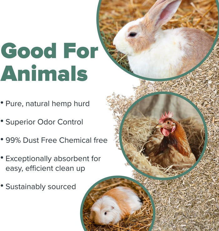 All Walks 18.5 Liter 100% Natural Hemp Bedding - Odor Control, Dust-Free, Chemical-Free, for Chicken Coops, Hamsters, Rabbits & Small Animals, Biodegradable, Made in USA, Highly Absorbent