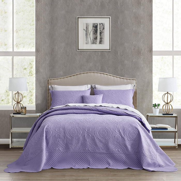 HZ & HY Oversized King Bedspread 128x120 Extra Wide, Quilted Coverlet Bedding Set, Lightweight Thin Comforter, Reversible, 5 Piece, 100% Microfiber, Mocha